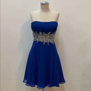 New Sheer Middle Royal Blue Dress Medium